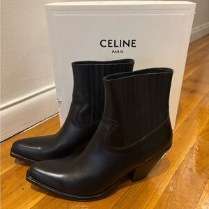 Celine Sleek Black Leather Boots